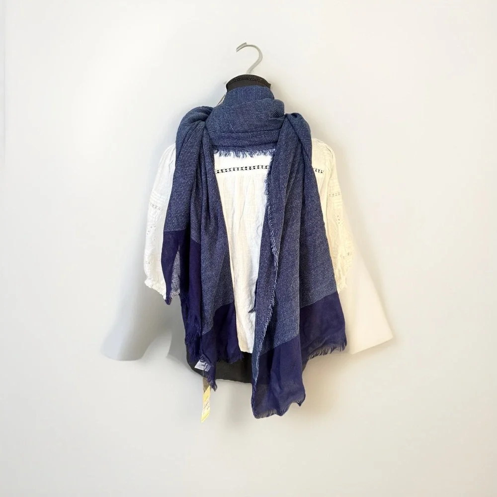 Collection 18 Blue Texture  Scarf 100% In The Colors Of Blue‎ Tone